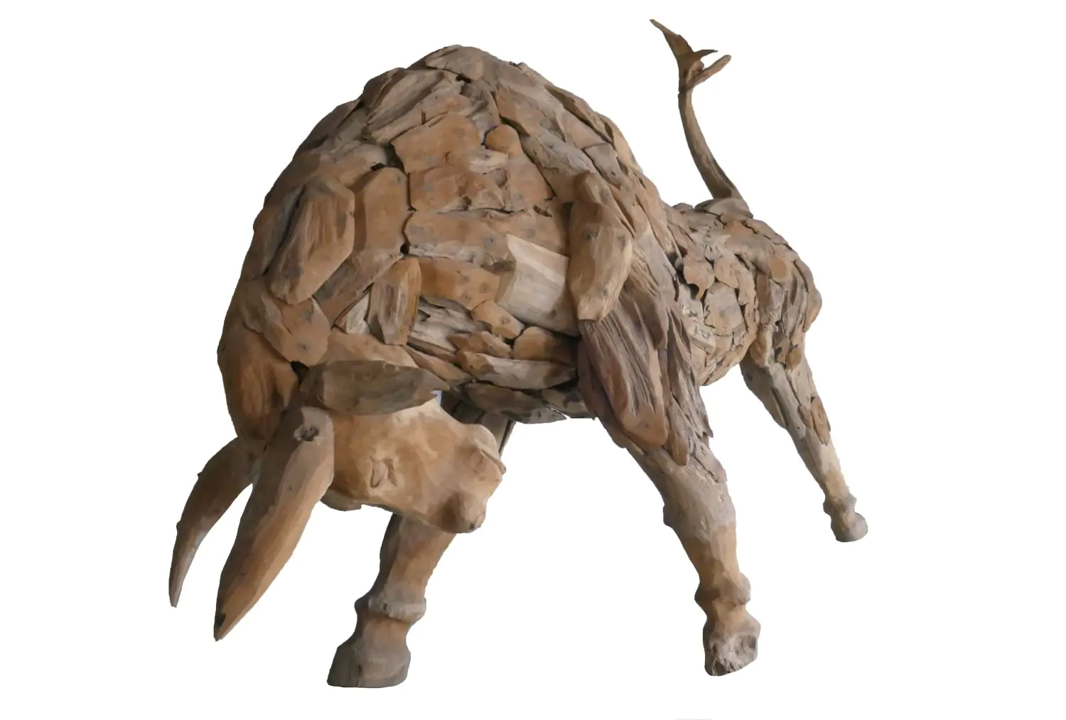  Product image 2 of the product “Bull, head down, made from teak root pieces, 240cm Length, natural ”